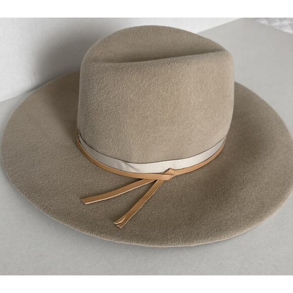 Calypso St Barth Pure Rabbit Fur Felt Fedora Women's Hat Beige Made In USA - Picture 2 of 11